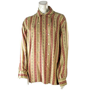 Vintage Calvin Klein Classifications 100% Silk Striped Blouse Shirt Top Retro 6